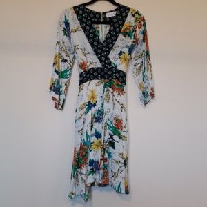 White floral belted dress, size 4